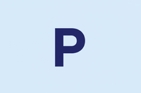 the letter P with a light blue background with the letter P in a darker single blue color
